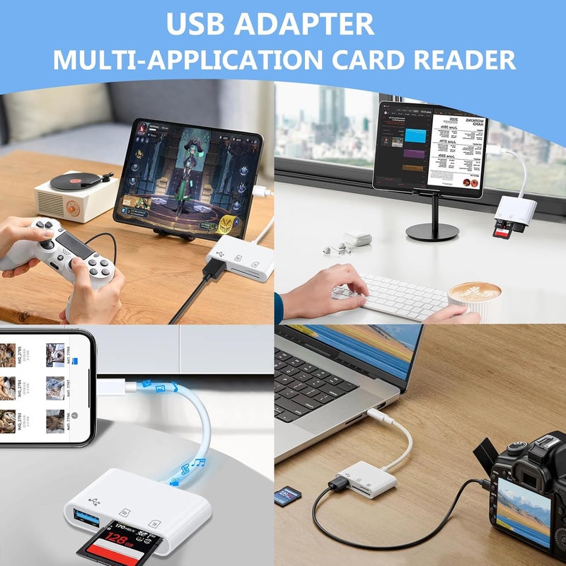 MTIQHS قارئ بطاقة SD USB C لجهاز iPhone، محول 3 في 1 مع فتحتين وموصل كاميرا USB، محول كاميرا رقمية لجهاز iPhone 15/16/17، iPad، Mac، MacBook Pro/Air، Android، لابتوب - Image 5